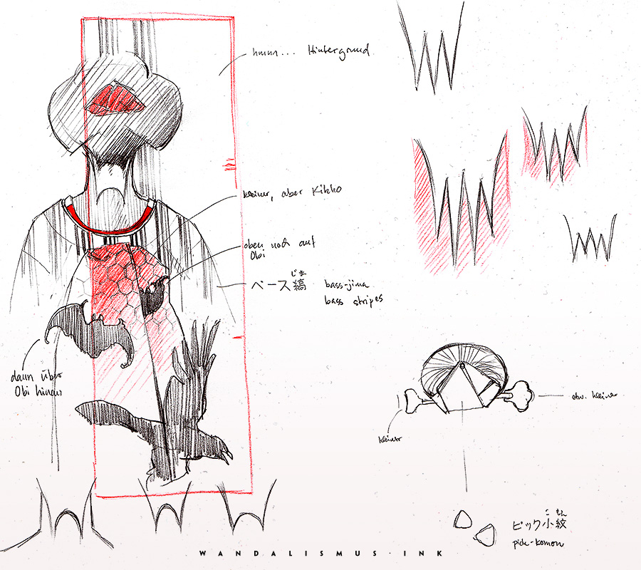 Japanische Muster und Motive Poster Design Sketch © Wanda Proft, WANDALISMUS.INK